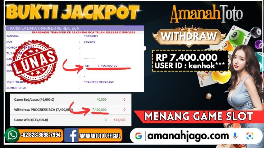 AMANAHTOTO BUKTI JACKPOT LUNAS PERMAINAN SLOT GACOR Rp 7.400.000